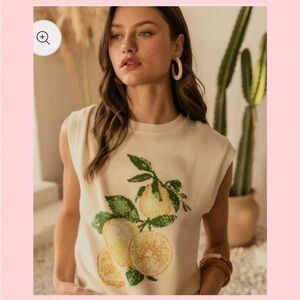 🍋”Skies Are Blue” Lemon lntarsia Sweater🍋